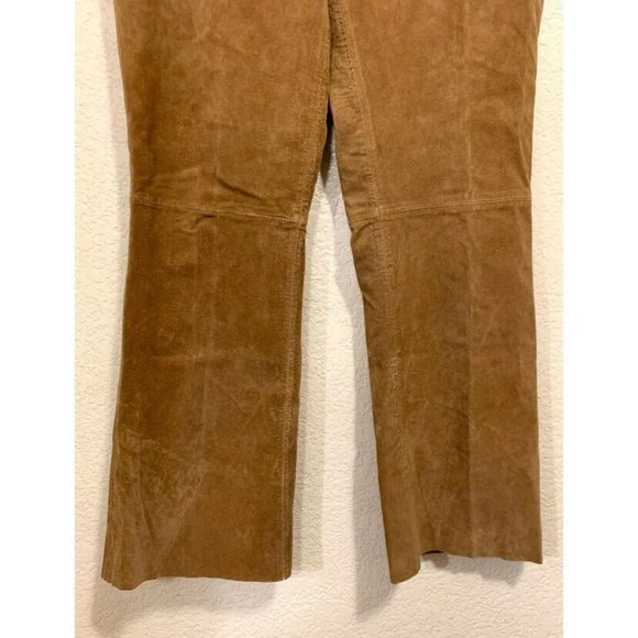 Mix It Vintage 90s Y2k Brown Leather Suede Flared Western Pants - Picture 3 of 8